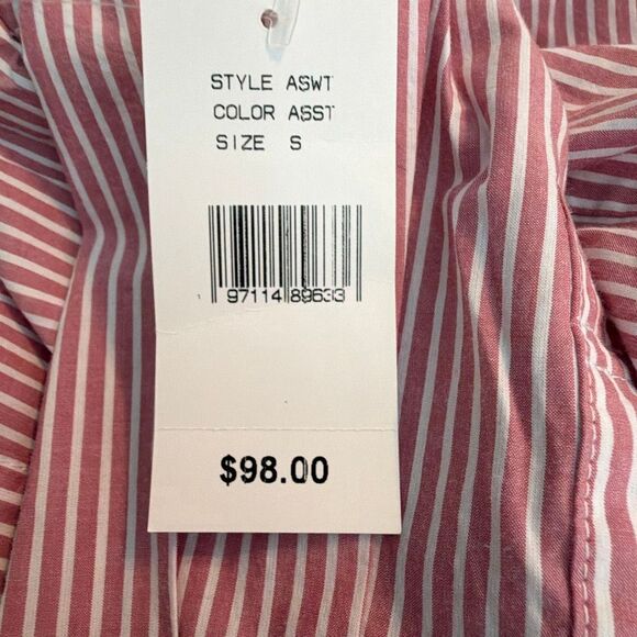 Adriano Goldschmied AG Jean Aiden Classic Button Up Shirt Red White Stripe Cotto - Picture 4 of 7